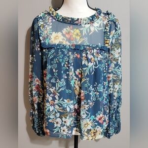 Eri + Ali Ruffled Floral Blouse
